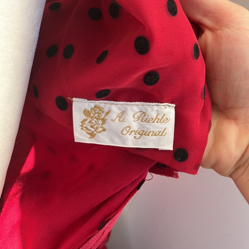 Vintage 60s 70s Red and Black Polka Dot Dress Flawed - Picture 10 of 10